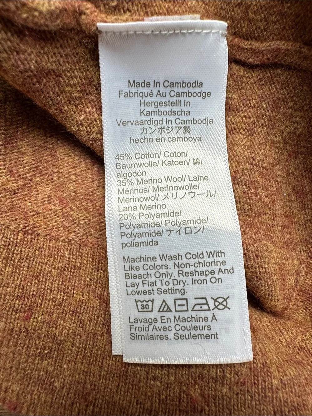 J.Crew Teddie Merino Wool Blend Sweater Small Rust Brown Camel Crewneck Pullover